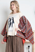 Load image into Gallery viewer, BlueVelvet Sonny &amp; Cher Print Top with Mixed Print Sewn Poncho Sleeves in Beige
