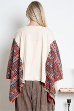 Load image into Gallery viewer, BlueVelvet Sonny &amp; Cher Print Top with Mixed Print Sewn Poncho Sleeves in Beige
