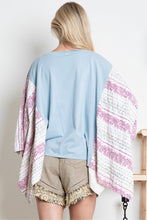 Load image into Gallery viewer, BlueVelvet Eagle Print Top with Mixed Print Sewn Poncho Sleeves in Light Blue
