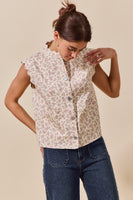So Me Twill Floral Print Vest in Cream Multi