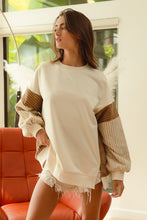 Load image into Gallery viewer, BiBi OVERSIZED French Terry and Corduroy Mixed Top in Taupe Combo
