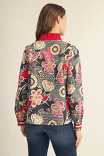 Load image into Gallery viewer, Jodifl Ruffled Neckline Button Down Boho Floral Top in Red Mix
