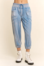 Load image into Gallery viewer, Davi &amp; Dani Garment Washed Terry Knit Joggers in Slate Blue
