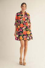 Load image into Gallery viewer, Jodifl Floral Print Shift Dress in Black ON ORDER
