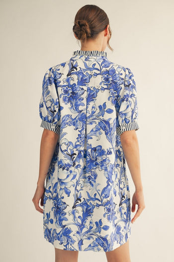Jodifl Tropical Floral Print Dress in Royal