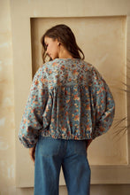 Load image into Gallery viewer, LovLov Washed Denim Floral Print Tiered Jacket in Floral Denim Mix ON ORDER
