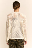 Davi & Dani Open Knit Cardigan Sweater in Almond