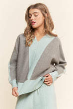 Load image into Gallery viewer, J.nna 2 Piece Knit Sweater Set with Ribbed Details in Light Grey Mint
