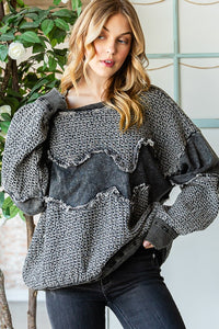 Oli & Hali Mixed Fabric Top in Black Shirts & Tops Oli & Hali   