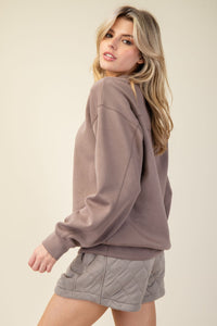 Rae Mode Solid Color Scuba Pullover Top in Mocha