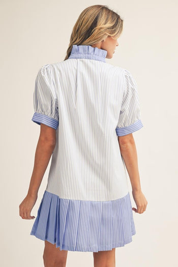 Jodifl Contrasting Striped Dress in Off White