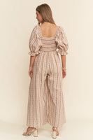 J.nna Floral Striped Pattern Jumpsuit in Vintage Floral Pink