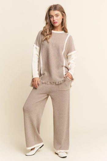 J.nna 2 Piece Knit Sweater Set in Cream Light Sand