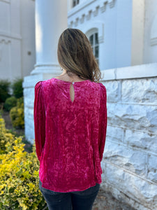 Jodifl Solid Color Velvet Top in Magenta