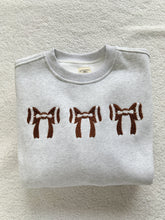 Load image into Gallery viewer, Embroidery Football Bows Sweatshirt in Pearl Gray
