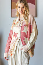 Load image into Gallery viewer, Oli &amp; Hali Mixed Print Button Down Top with Star Patches in Natural
