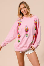 Load image into Gallery viewer, BiBi Sequin Nutcracker Patched Mineral Washed Top in Light Pink
