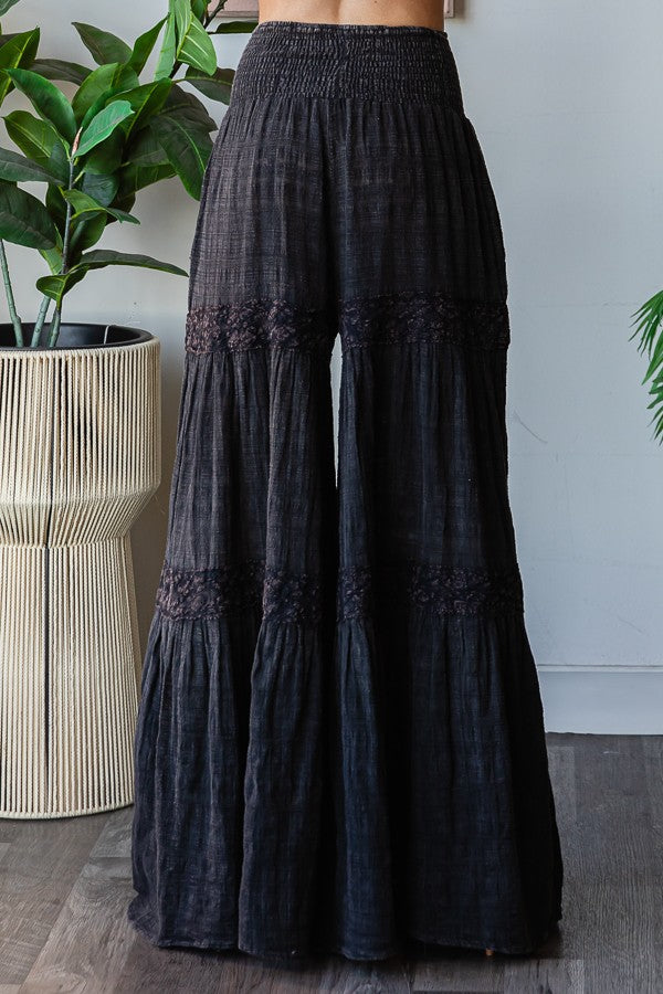 Oli & Hali SMOCKED Waist Wide Leg Pants in Black – June Adel