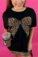Load image into Gallery viewer, Jess Lea OVERSIZED Vintage T-Shirt with Leopard Bow Patch Front in Black
