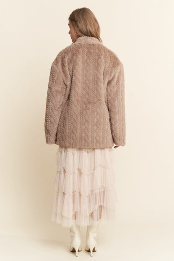 J.nna Open Front Faux Fur Jacket in Light Cocoa