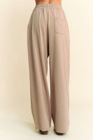 Davi & Dani Stone Embellished Wide Leg Pants in Sand