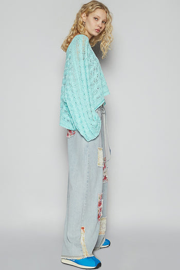 POL Pants with Multi Layered Patches in Striped Denim