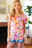 Haptics Floral Print Woven Top in Pink/Peach FINAL SALE