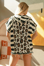 Load image into Gallery viewer, BiBi Mix N Match Stripe and Leopard Print Hooded Top in Off White/Black
