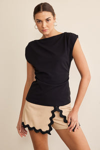 In February Solid Color Stretchy Top in Black