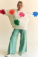 Load image into Gallery viewer, Davi &amp; Dani 3D Floral Patched Sweater in White
