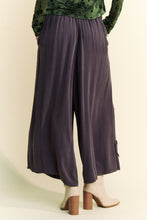 Load image into Gallery viewer, Davi &amp; Dani Smocked Waist Floral Patch Wide Leg Pants in Charcoal
