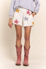 Load image into Gallery viewer, J.nna Star Print Fuzzy Shorts in White Shorts J.nna   
