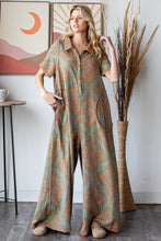 Load image into Gallery viewer, Oli &amp; Hali Mixed Print Reversible Jumpsuit in Teal Rust
