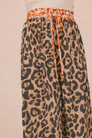 BiBi Lightweight Leopard Pant With Contrasting Print Details in Leopard/Rust