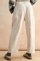 Miou Muse Corduroy Barrel Pants in Beige