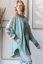 Load image into Gallery viewer, Oli &amp; Hali Rock &amp; Roll Patched Pullover Top in Sage
