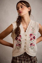 Load image into Gallery viewer, So Me Embroidered V-neck Sweater Vest in Beige

