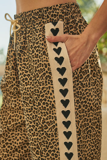 LovLov Leopard Urban Romance Heart Detail Pants in Leopard