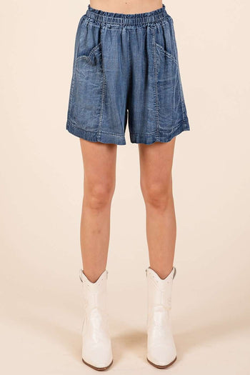 Mittoshop Chambray Shorts in Dark Denim FINAL SALE
