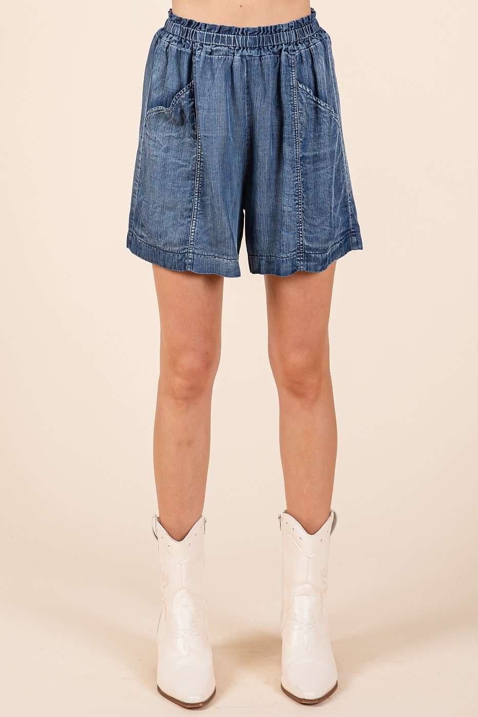 Mittoshop Chambray Shorts in Dark Denim