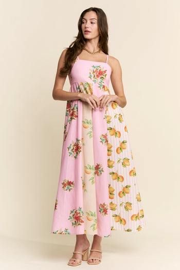 J.nna Amalfi Colorblock Maxi Dress in Yellow Pink