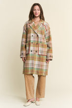 Load image into Gallery viewer, J.nna Multi Color Plaid Midi Coat in Mustard Green
