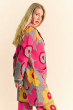 Load image into Gallery viewer, Davi &amp; Dani Floral Print Button Down Cardigan in Grey Fuchsia
