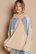 Load image into Gallery viewer, POL OVERSIZED Thermal and Terry Knit Oversized Top with Stud Trim Details in Mocha Cake
