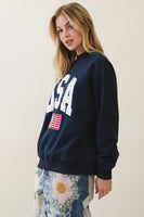 Veveret USA Patched Sweatshirt in Navy