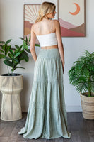 Oli & Hali SMOCKED Waist Wide Leg Pants in Light Blue