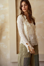 Load image into Gallery viewer, LovLov FITTED Sheer Floral Lace Top with Ruffles in Cream
