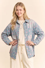 Load image into Gallery viewer, Davi &amp; Dani Heart Print Washed Denim Button Up Shirt in Blue Denim

