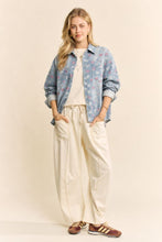 Load image into Gallery viewer, Davi &amp; Dani Heart Print Washed Denim Button Up Shirt in Blue Denim
