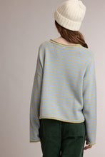 Load image into Gallery viewer, Wishlist Striped Rolled Edge Button Front Cardigan in Sage/Blue
